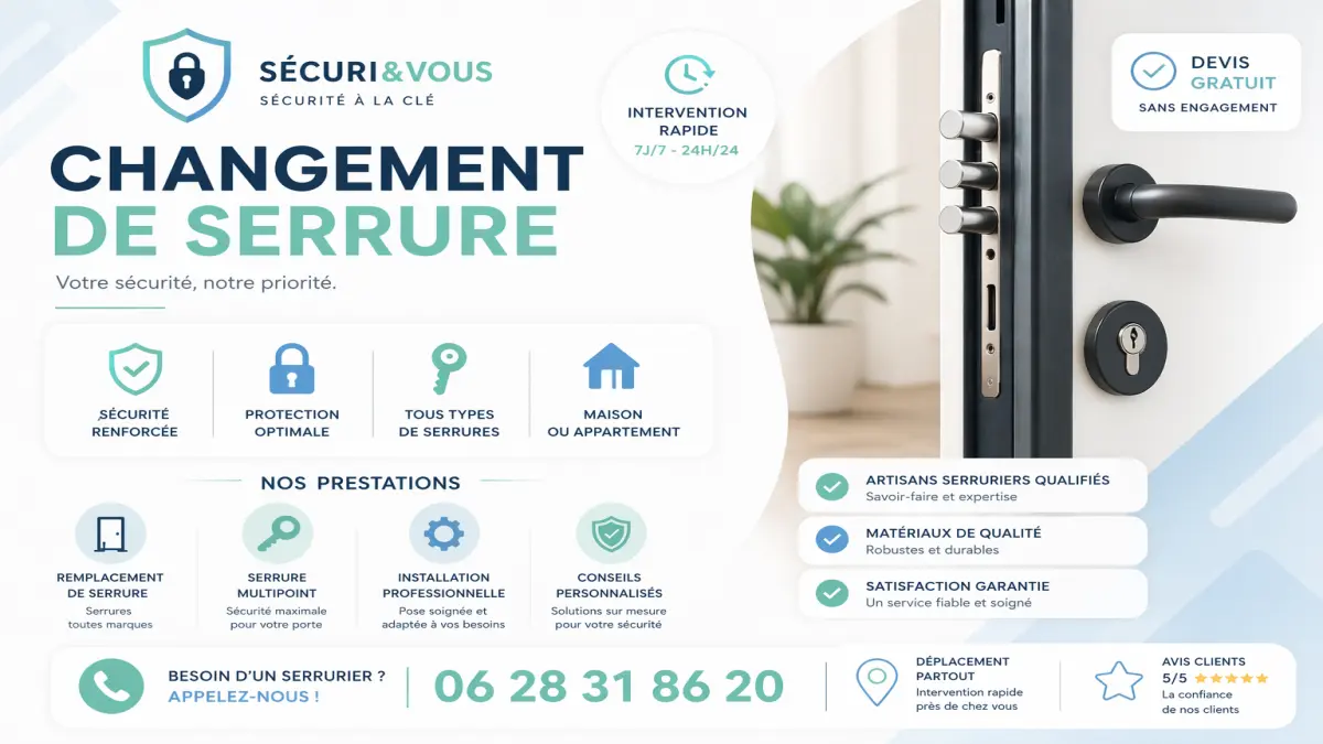Changement serrure urgence serrurier La barben rapide